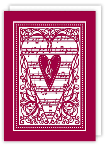 Cut Out Musical Heart Blank Greetings Card