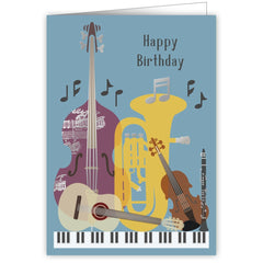 Blue Instruments Happy Birthday Greetings Card