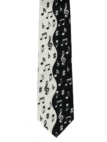 Tie Studio Polyester Tie - Notes (Black/White)
