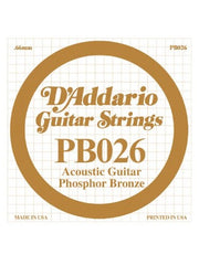 D'addario Phosphor Bronze Acoustic Guitar String - .026 Gauge