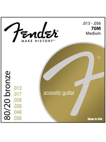 Fender 70M 80/20 Bronze Acoustic Guitar Strings - Medium (13-56) - Set