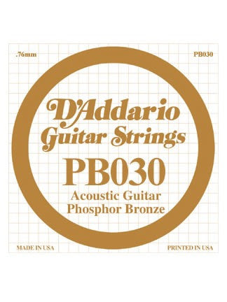 D'addario Phosphor Bronze Acoustic Guitar String - .030 Gauge
