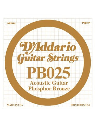 D'addario Phosphor Bronze Acoustic Guitar String - .025 Gauge