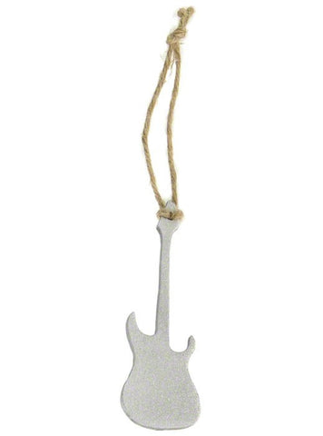 Guitar Christmas Tree Decoration - Silver Sparkly