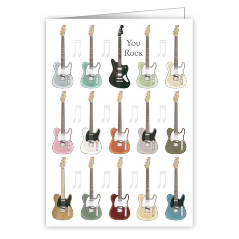 You Rock Coloured Electric Guitars Blank Greetings Card