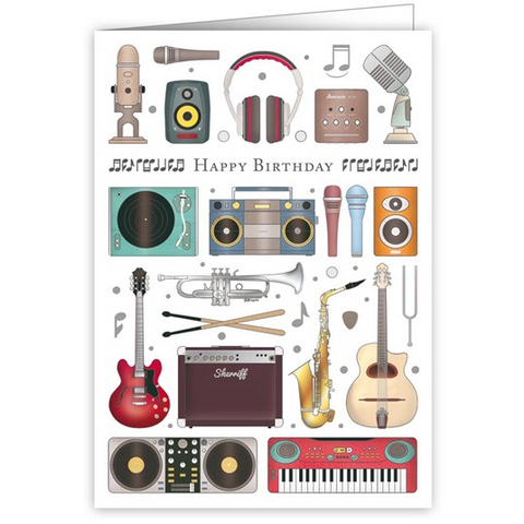 Audio + Instruments Happy Birthday Greetings Card