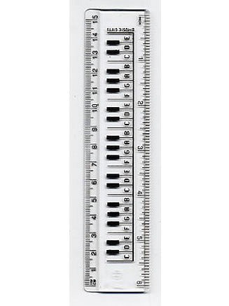 Ruler 15cm - Keyboard Design (Clear) | DS Music