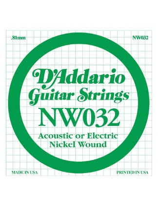 D'Addario XL Electric Guitar String - Nickel Wound - .032 Gauge