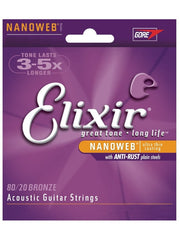Elixir Nanoweb Acoustic Guitar Strings - Custom Light (11-52) - Set