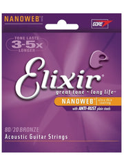 Elixir Nanoweb Acoustic Guitar Strings - Custom Light (11-52) - Set