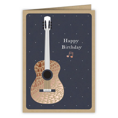 Happy Birthday Copper Acoustic Guitar Greetings Card