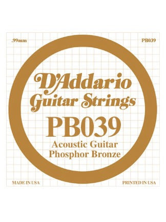 D'addario Phosphor Bronze Acoustic Guitar String - .039 Gauge