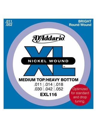 D'Addario XL Electric Guitar Strings - Med Top/Heavy Bottom (11-52) - Set