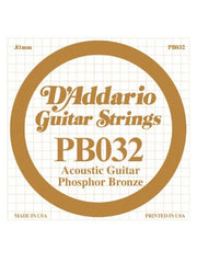 D'addario Phosphor Bronze Acoustic Guitar String - .032 Gauge