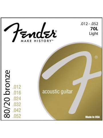 Fender 70L 80/20 Bronze Acoustic Guitar Strings - Light (12-52) - Set
