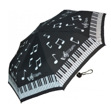 Piano Notes Folding Umbrella (Black + White)
