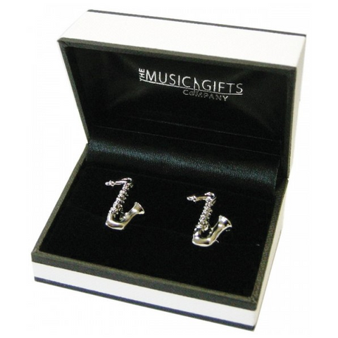 Silver-Plated Cufflinks - Saxophone