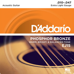 D'Addario Acoustic Guitar Phosphor Bronze Strings - Extra Light (10-47) - Set