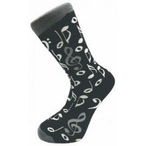 Mens Socks - Grey + White Notes