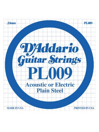 D'Addario Electric/Acoustic Guitar String - Plain Steel - .009 Gauge