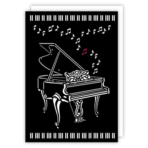 Cut Out Grand Piano Blank Greetings Card