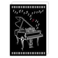 Cut Out Grand Piano Blank Greetings Card