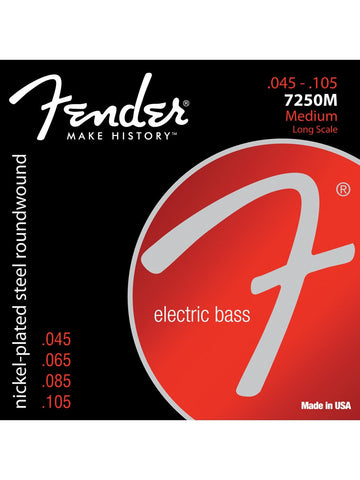 Fender 7250M Super Nickel Plated Steel Bass Guitar Strings - (45-105 Long Scale) - Set