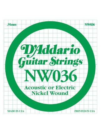 D'Addario XL Electric Guitar String - Nickel Wound - .036 Guage