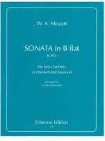 WA Mozart: Sonata in Bb K292 - Clarinet Duet or Clarinet/Bassoon Duet