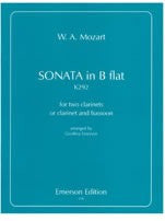 WA Mozart: Sonata in Bb K292 - Clarinet Duet or Clarinet/Bassoon Duet
